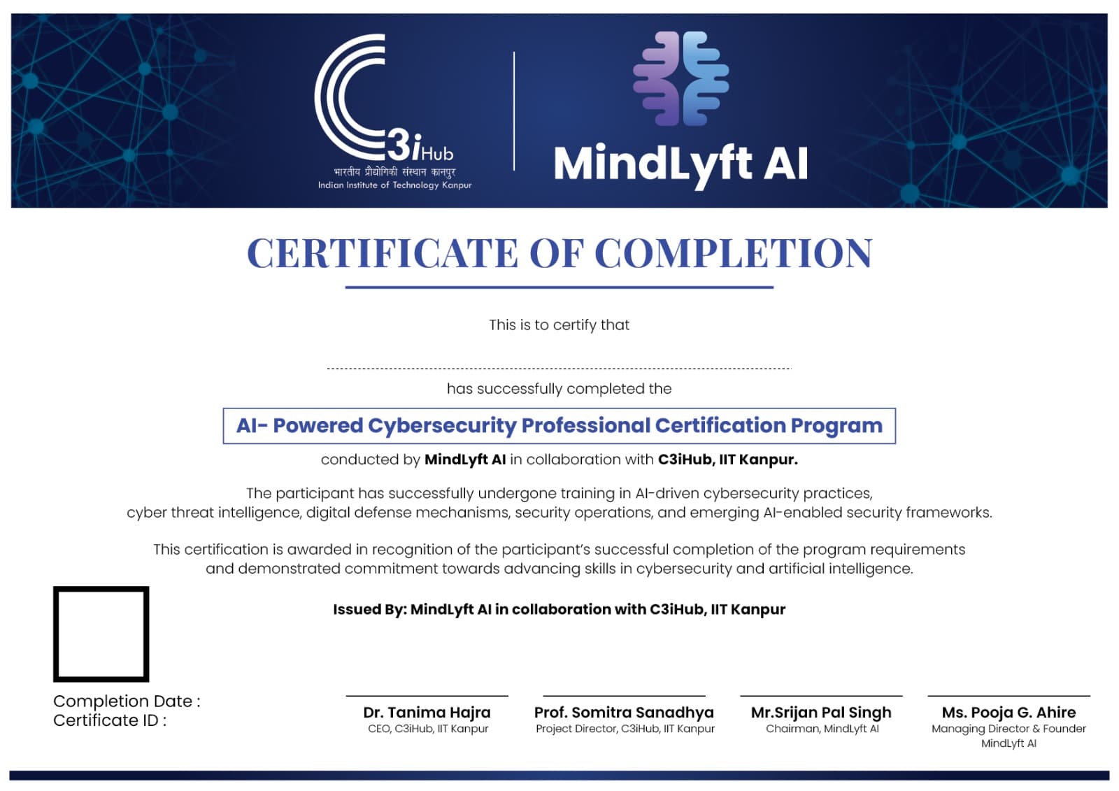 Certificate of Completion